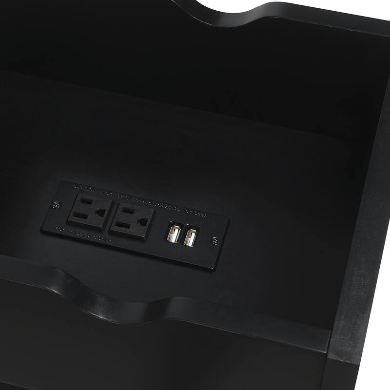 Convenience Concepts Oxford Flip Top End Table with Charging Station and Shelf