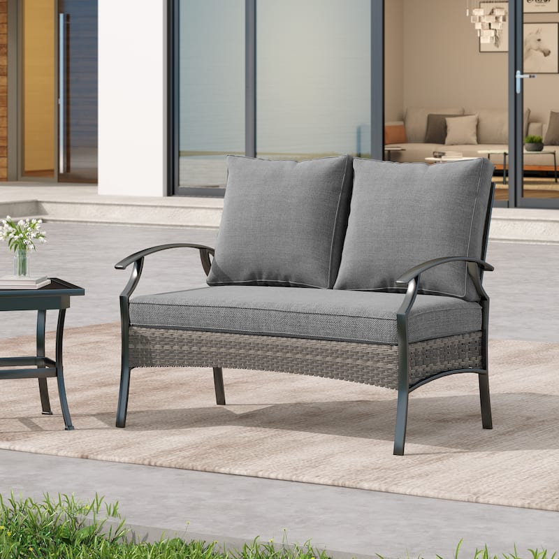 Outdoor Patio 50" W Loveseat/ 73" W Sofa with Cushions