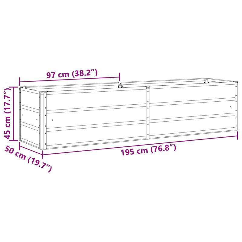 vidaXL Planter in Galvanised Steel - 39.37 x 19.69 x 17.72