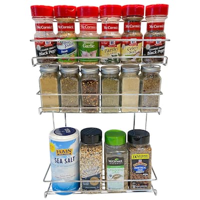 Evelots Spice Rack-3 Tier-Small/Tall Containers-Door/Wall Mounted-Up/18 Bottles - Single unit