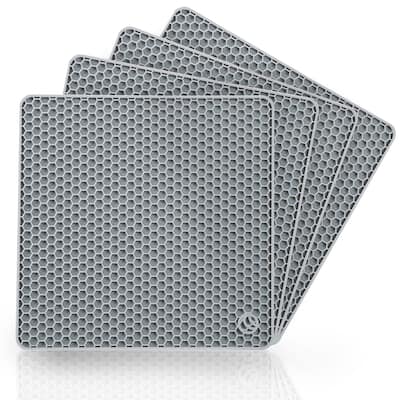 4 Pcs Silicone Trivets Mats for Hot Dishes, Pots and Pans, Hot Pads for Kitchen, Non Slip Heat Resistant Mat