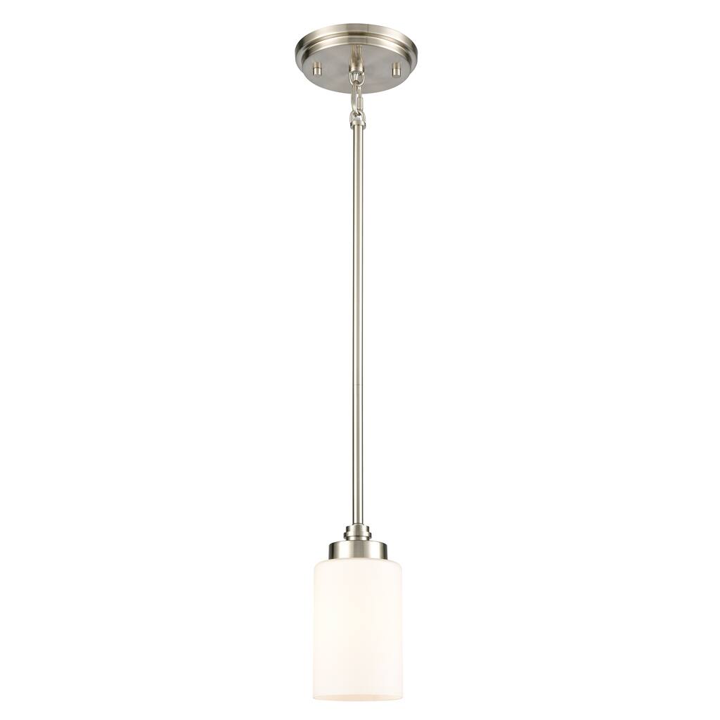 Dawson 4-inch Wide 1-Light Mini Pendant in Satin Nickel - 4in W x 4in D x 7in H