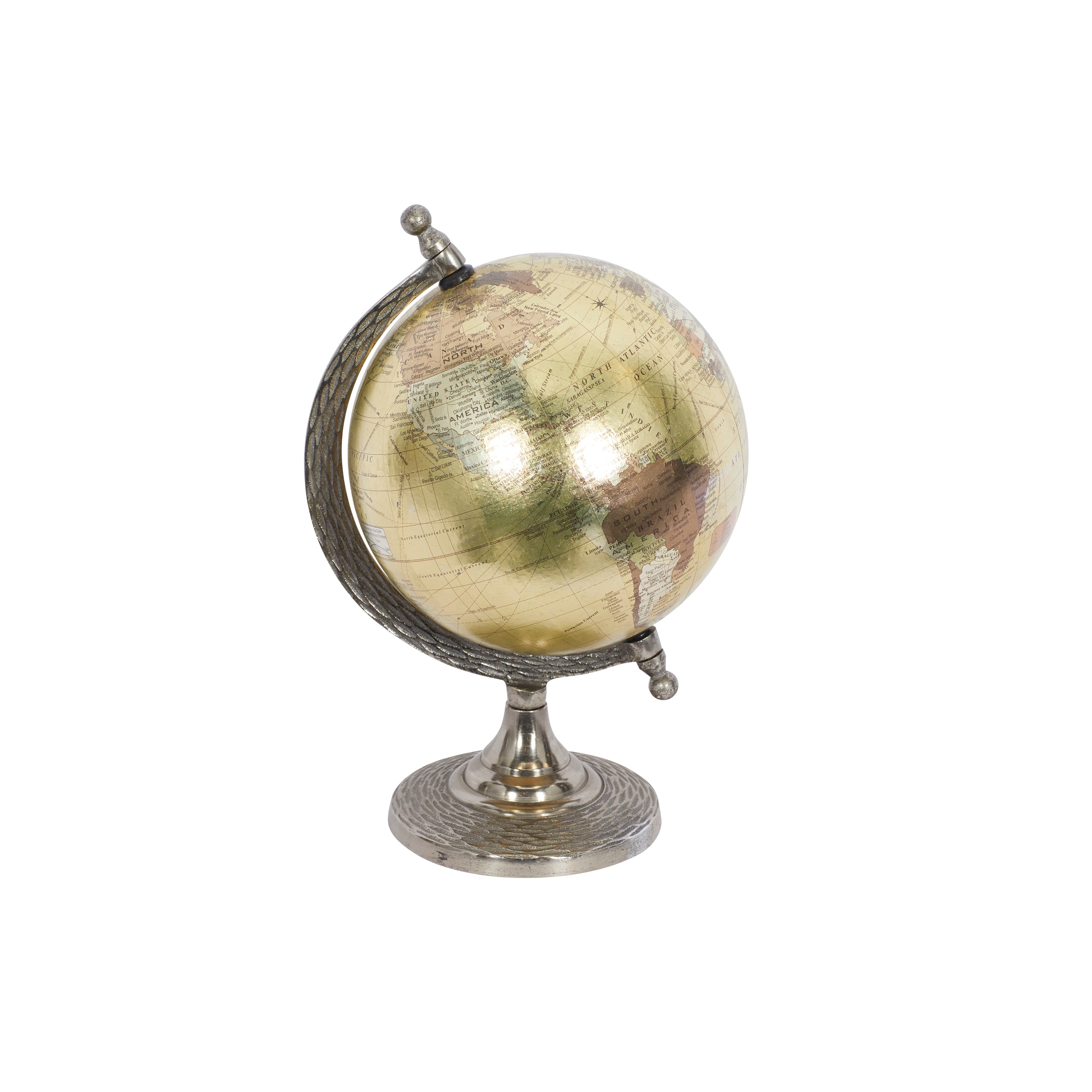Aluminum Metal Globe - Brown - Roche River Decor - 7"W x 7"L x 10"H