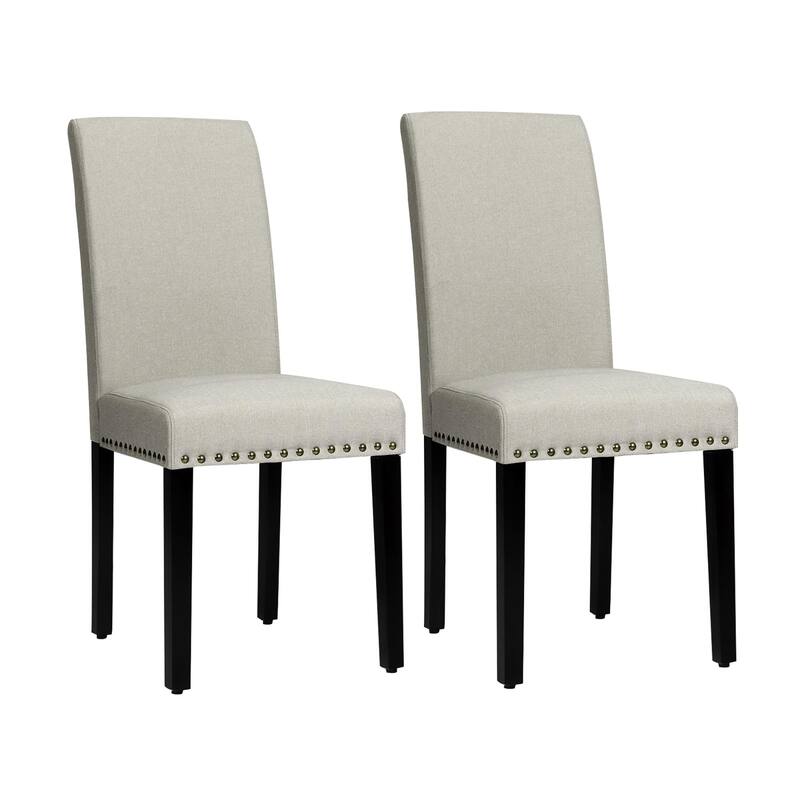 Costway Set of 2 Fabric Dining Chairs Upholstered with Nailhead Trim - See Description