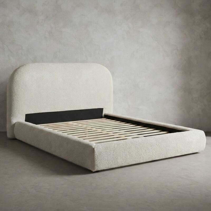 Furniture of America Hyrin Modern Ivory Upholstered Platform Bed - Queen