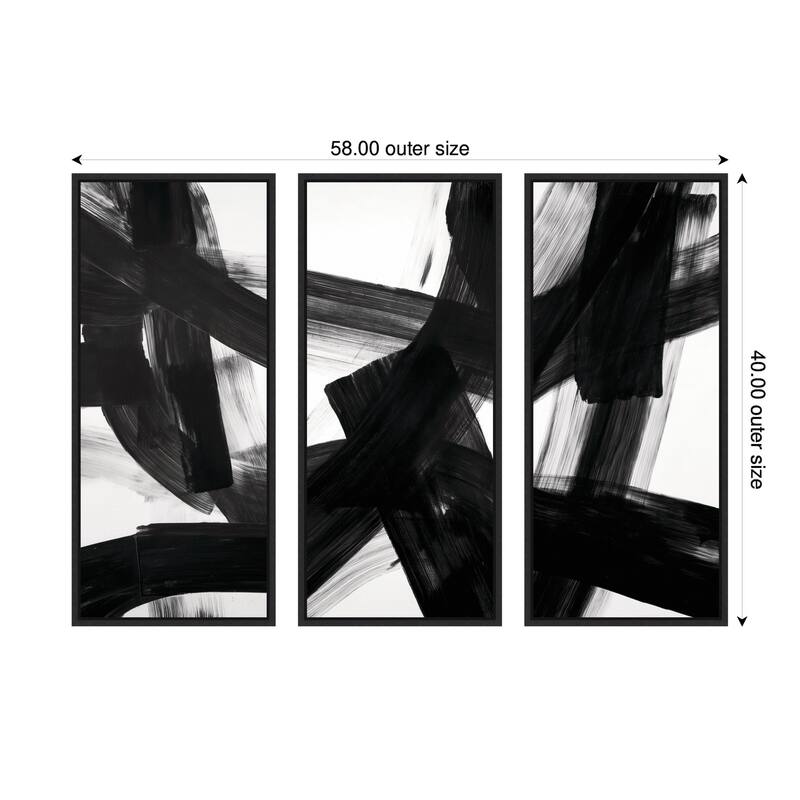 Kate and Laurel Black Mark No. 1, No. 2, & No. 3 3 Piece Framed Canvas Wall Art Set by Amy Lighthall