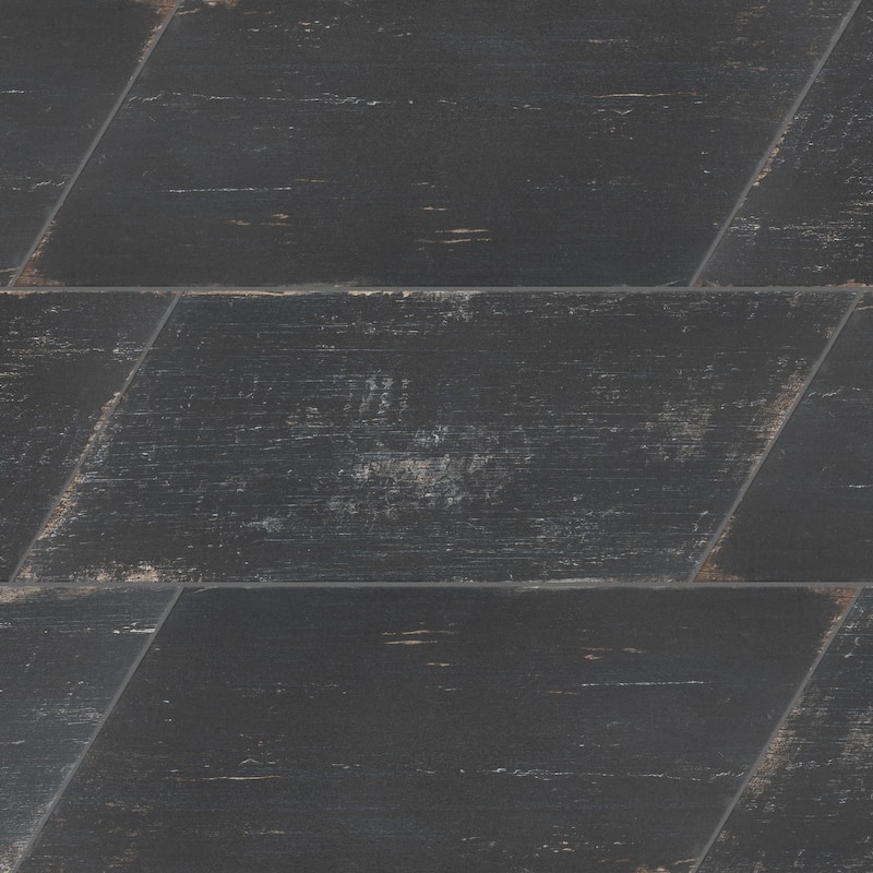 Merola Tile Retro Naveta Nero 7" x 16-3/8" Porcelain Floor and Wall Tile