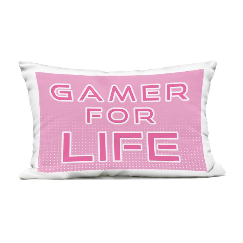 Stupell Pink Gamer For Life Printed Outdoor Throw Pillow Design by Yass Naffas Designs - Accent - Polyester - Pink - Single
