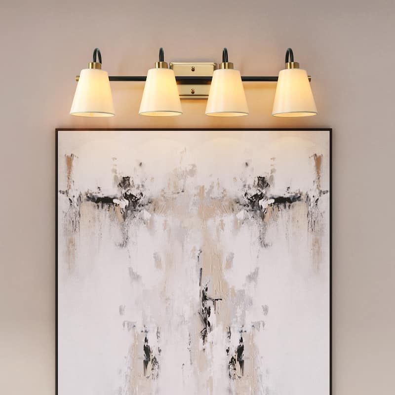Barr Mid-century Modern 4-Light Bathroom Vanity Light Fabric Wall Sconce
