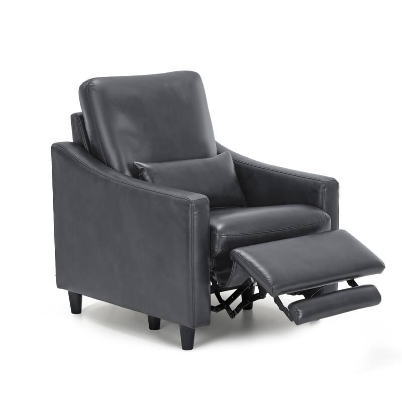 Electric Pushback Recliner with Leather Upholstery & Charging Port - Adjustable Recline for Living Room​ - Grey