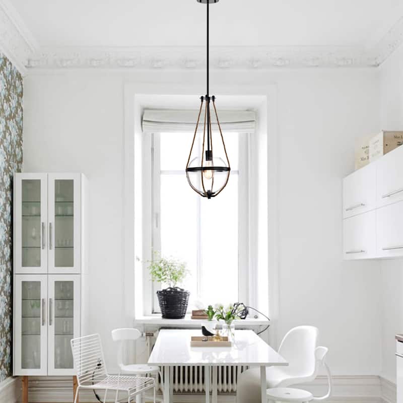 Medeia 11 Inch Matte Black Bohemian Glass Shade Pendant Ceiling Lighted
