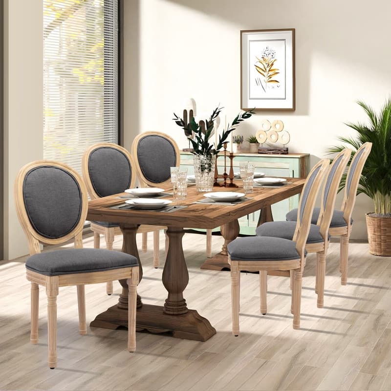 French Chair Dining Chair Solid Wood with Nailhead Trim Set of 2