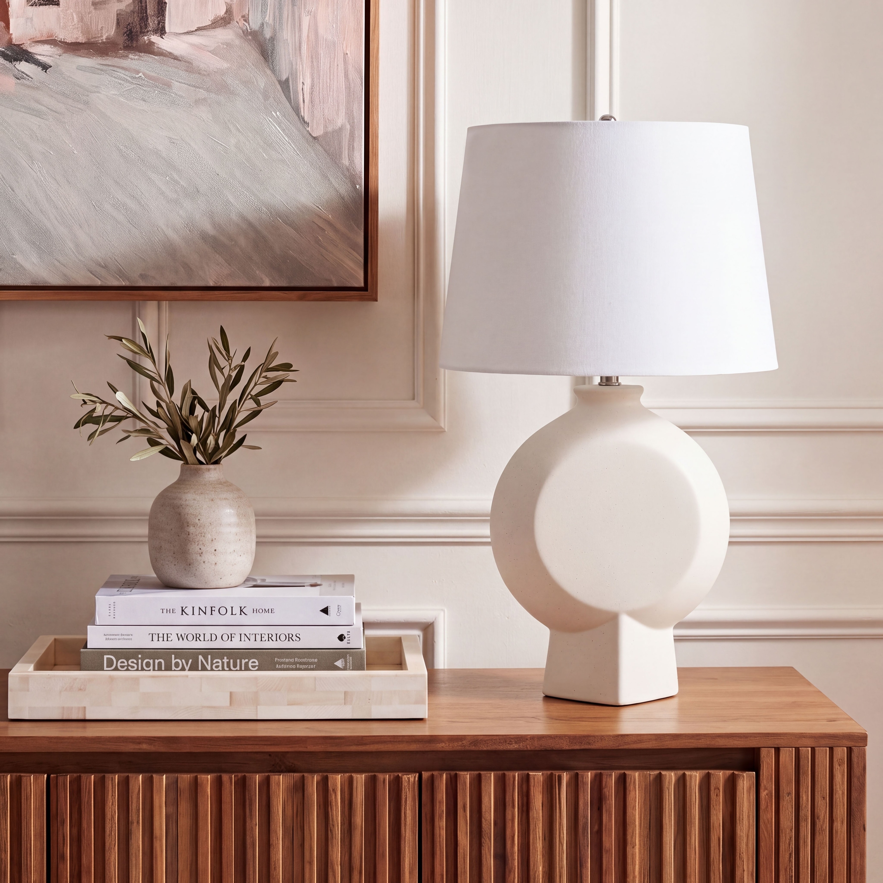 SAFAVIEH Lighting Alena Scandinavian Linen Table Lamp, 27-Inch - 15"W x 15"D x 27"H