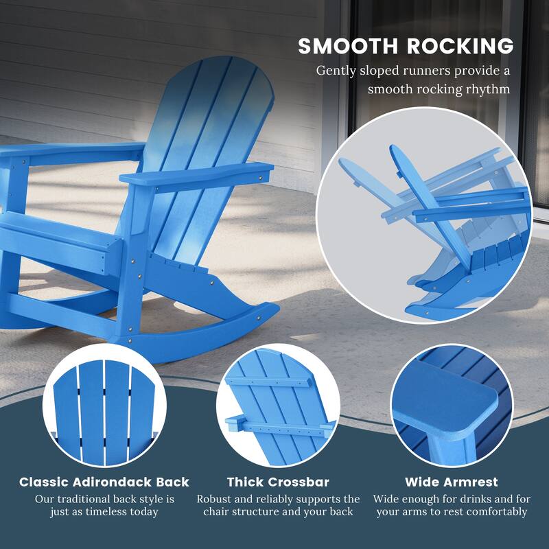 Laguna Hdpe All Weather Outdoor Patio Rocking Chairs With Side Table (3-Piece Set)