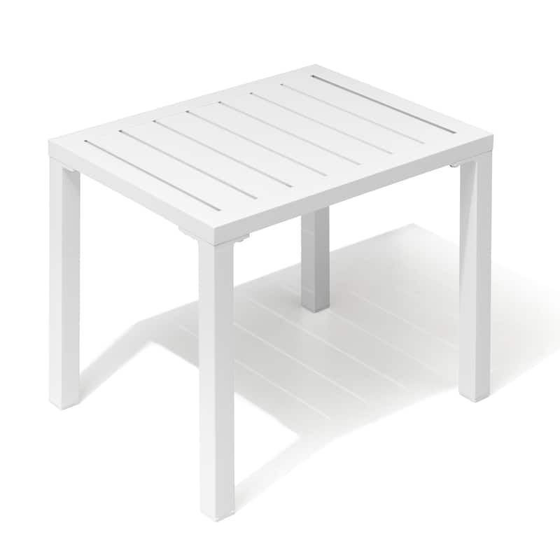 Outdoor Side Table Aluminum Rectangular End Table Small Patio Table - 18.00" L x 13.70" W x 15.70" H - 1-piece, White
