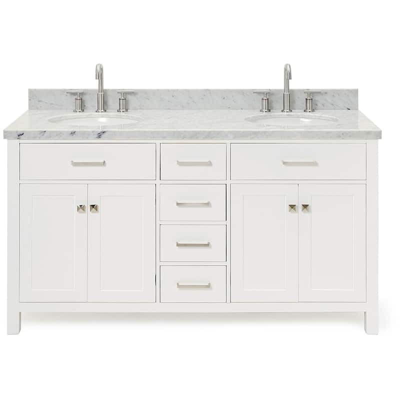 Ariel H061DCWOVO Bristol 61" Free Standing Double Oval Basin Vanity - White - Colored