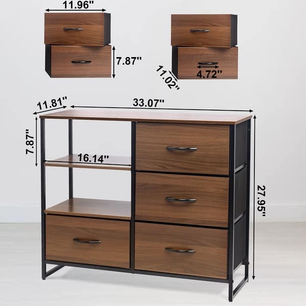 Fabric Dresser with 4 Drawers and 2 Side Shelf, Lightweight Industrial  Storage Unit Organizer for Entryway, Bedroom - as picture - Bed Bath &  Beyond - 37668659