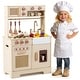 preview thumbnail 12 of 10, Costway Kids Play Kitchen, Wooden Pretend Kitchen Playset with Rattan - See Details