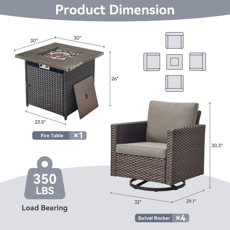 Gymojoy Outdoor Fire Pit Conversation Set, Patio Furniture with Cushions