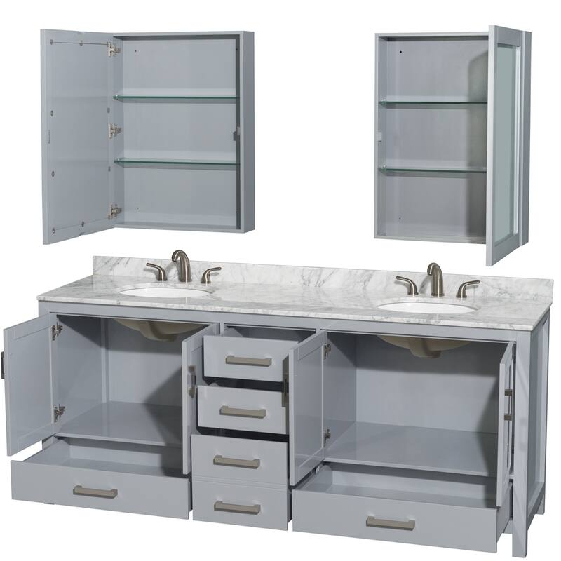 Wyndham Collection Sheffield Double Vanity Set, Medicine Cabinets