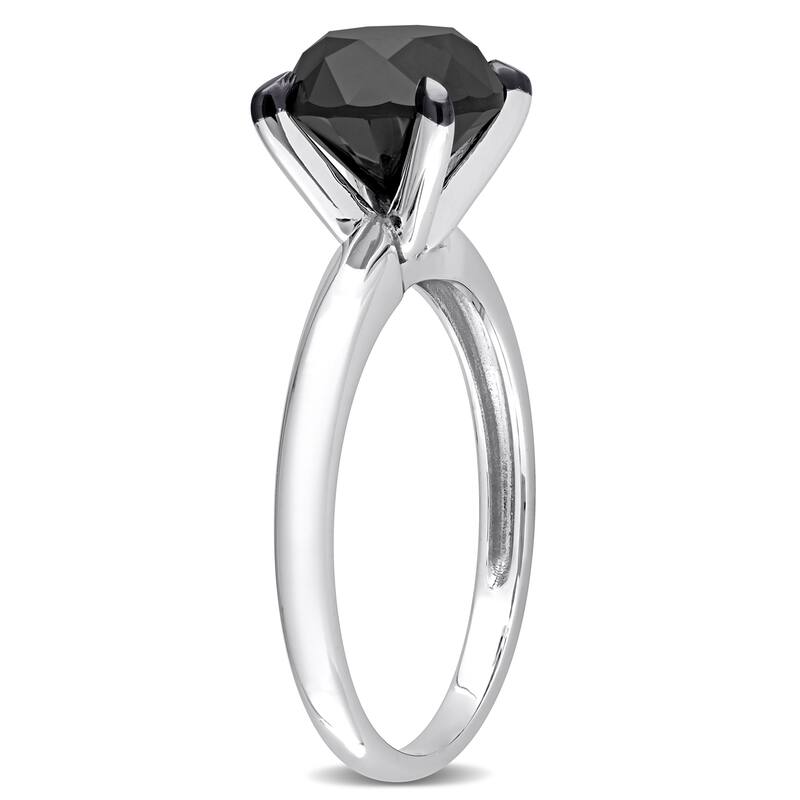Miadora 3ct TDW Black Diamond Solitaire Engagement Ring in 14k White Gold