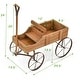 preview thumbnail 14 of 30, Gymax Garden Plant Planter Wooden Wagon Planter W/ Wheel Garden Yard - 24.5'' x 13.5'' x 24''