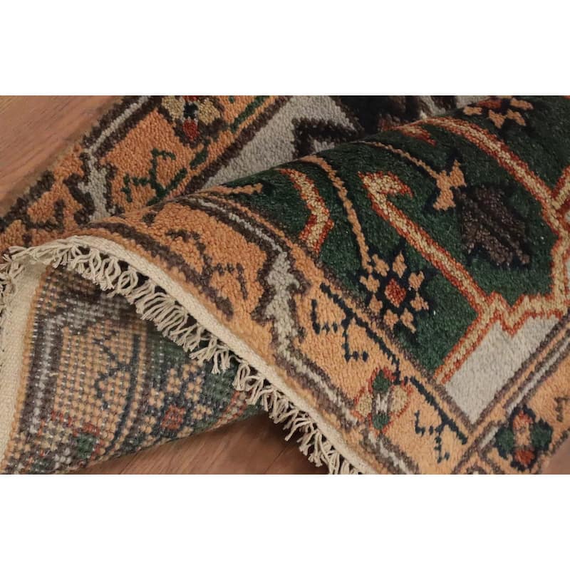 Hand Knotted Oriental 100% Wool Carpet Traditional Geometric Beige & Ivories Kazak Runner Rug - 7' 11'' X 2' 7''
