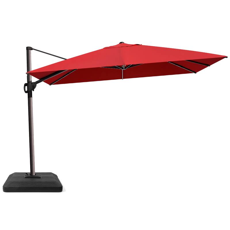 9 x 12 ft Outdoor Patio Cantilever Offset Umbrella with 4 Piece Premium Offset Umbrella Base