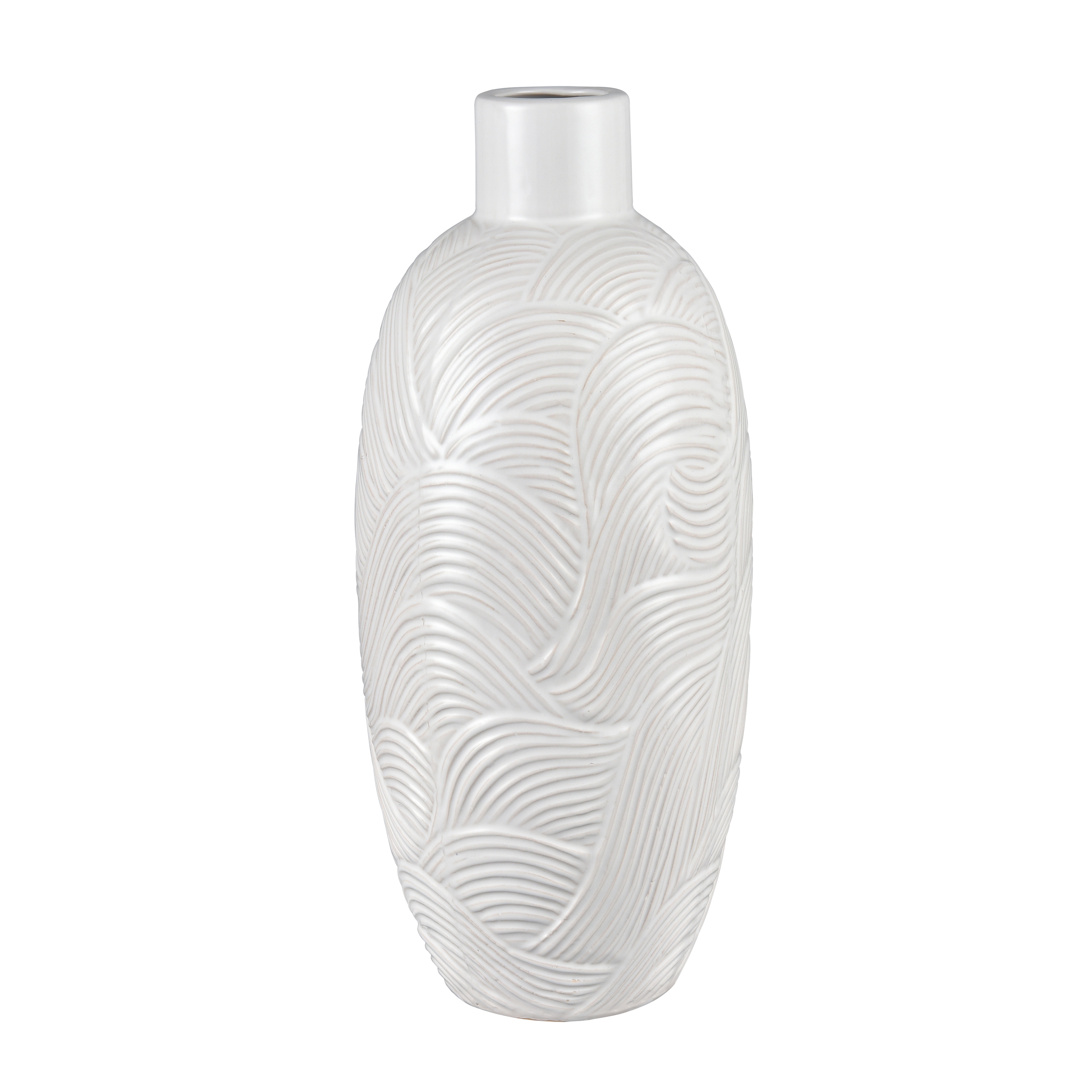 Atlas Flynn White Textured Earthenware Vase