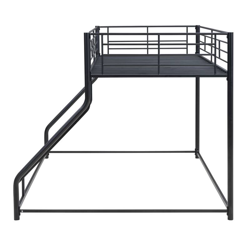 Twin XL Over Queen Bunk Bed w/ Sloping Stairs and Guardrails Unisex