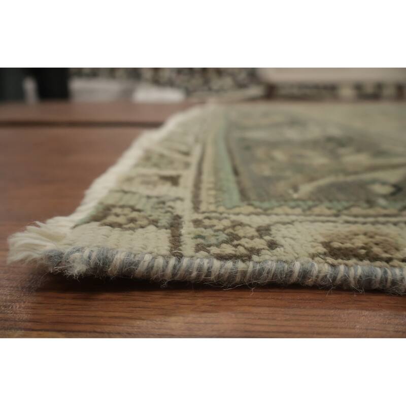 Hand Knotted Oriental 100% Wool Carpet Traditional Floral Green Tabriz Area Rug - 10' 0'' X 6' 6''