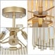 preview thumbnail 12 of 26, Tifany Modern Gold 3-Light Drum Glass Chandelier Semi-Flush Mount Ceiling Light