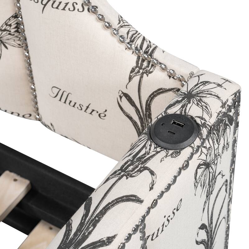 Twin Size Upholstered Daybed with Pop-Up Trundle & USB Charging Ports