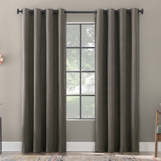 Scott Living Rafaela Woven Pattern Chenille Total Blackout Grommet Curtain Panel, Single Panel