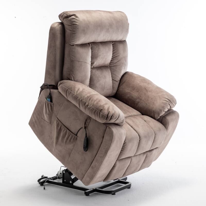 Power Lift Recliner Chair with Heat & Massage, Electric Lift Chair with Hidden Cup Holder, Oversized Lounge Sofa Chair
