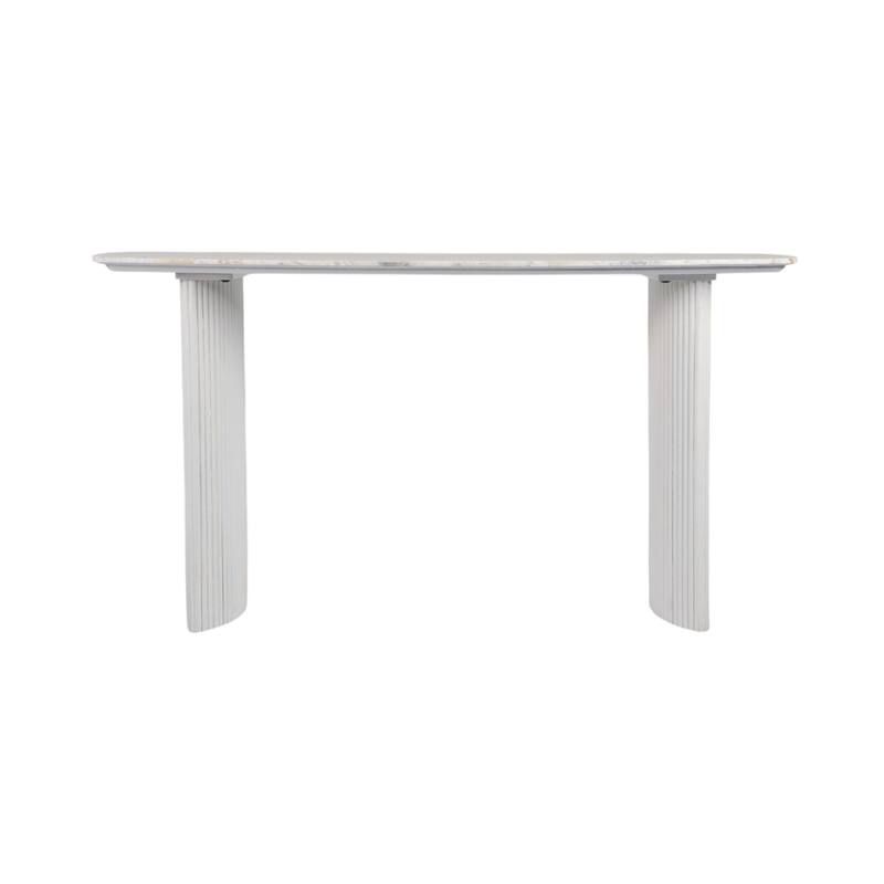 Wood Accent Table Fluted Base Curved Legs Modern Design Sculpted Frame