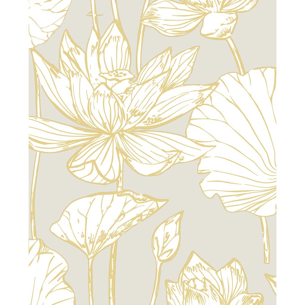 Seabrook Designs Lotus Floral Prepasted Wallpaper - 20.5 in. W x 33 ft. L