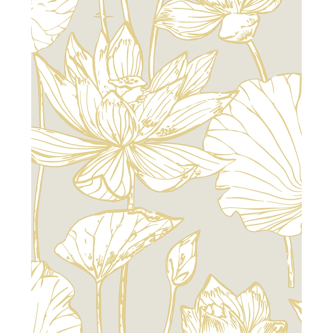 Seabrook Designs Lotus Floral Prepasted Wallpaper - 20.5 in. W x 33 ft. L