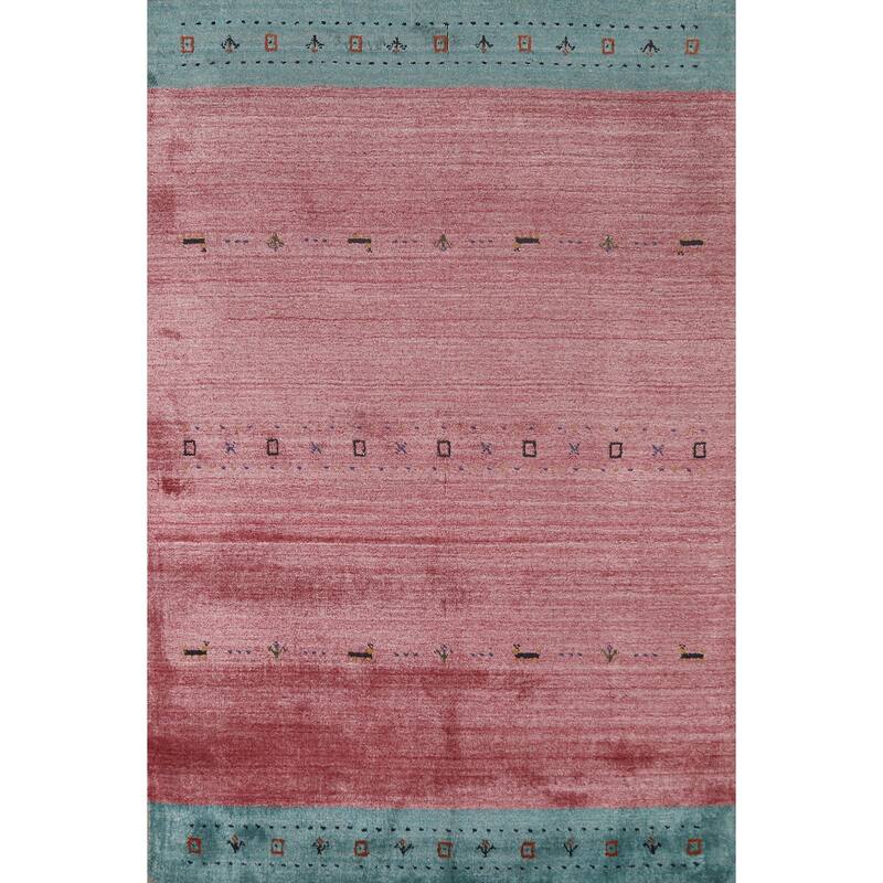 Little Animals Pink Gabbeh Oriental Rug Hand-Knotted Wool Carpet - 3'11" x 5'10"