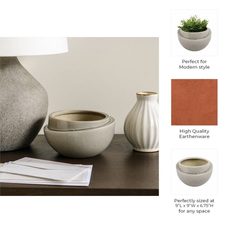 Round Layered Decorative Bowl - Abstract Pattern - 9", Gray - 9.0"