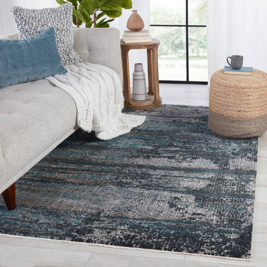 Aubra Abstract Teal/ Gray Area Rug