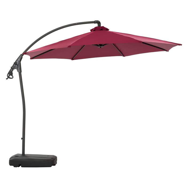 9.5 Ft Cantilever Patio Umbrella with Base - Red