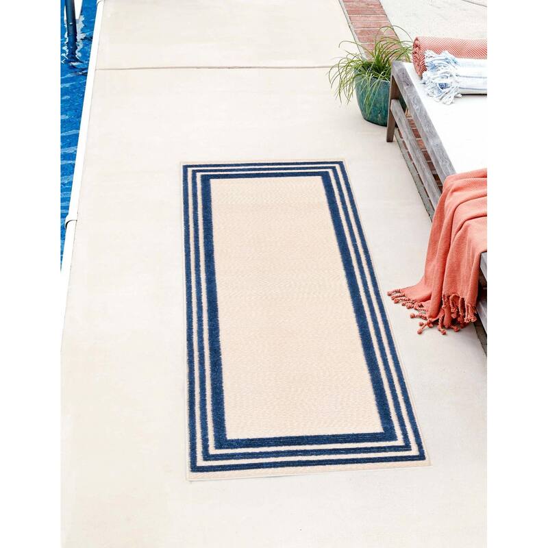 Outdoor Denver Collection Area Rug - Beige - 2'x8'