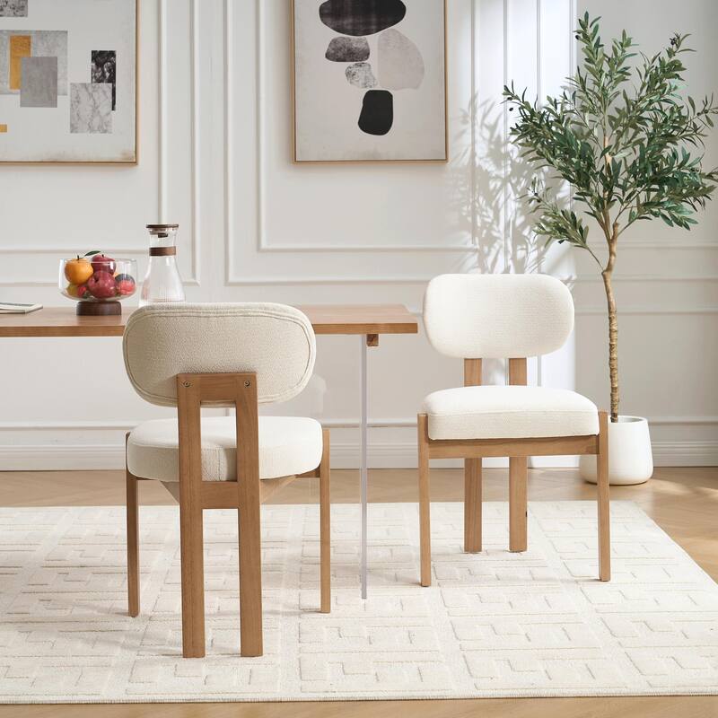 Wooden Dining Chairs Set of 2, Modern Fabric Upholstered Dining Room Chair