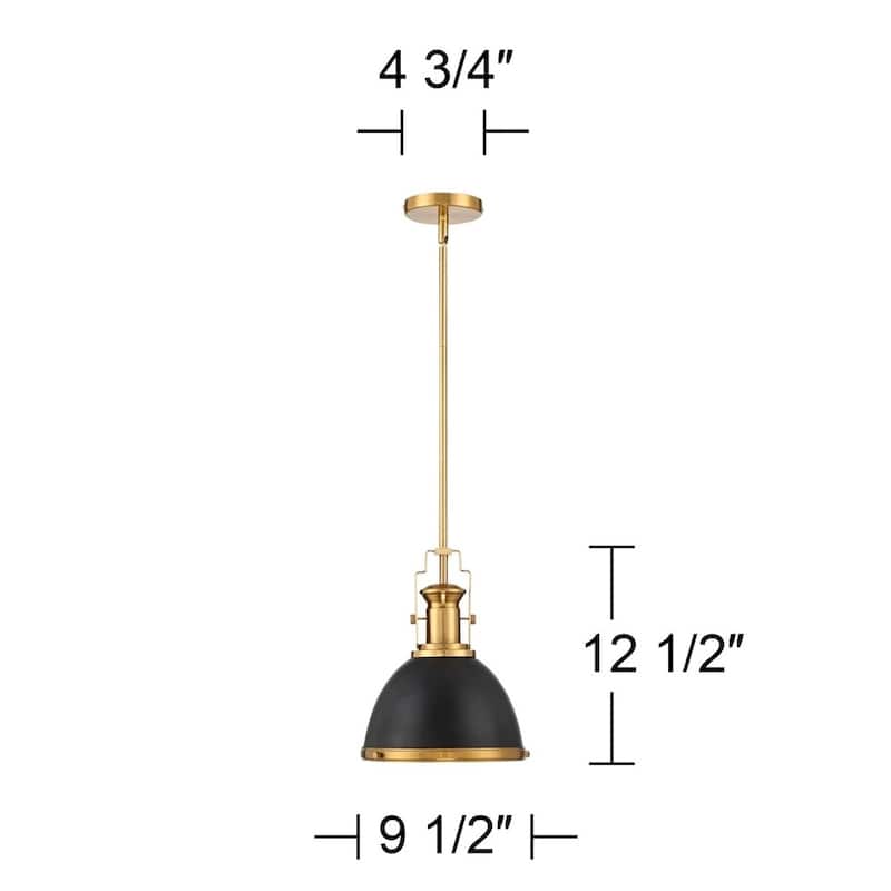 Black Burnished Mini Pendant Light 9 3/4" Modern Bowl Fixture - 9" x 22"