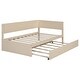 preview thumbnail 15 of 28, Twin Size Wood Daybed with Trundle and Guardrail, Solid Pine Frame, No Box Spring Required, Vintage Style for Bedroom, Beige