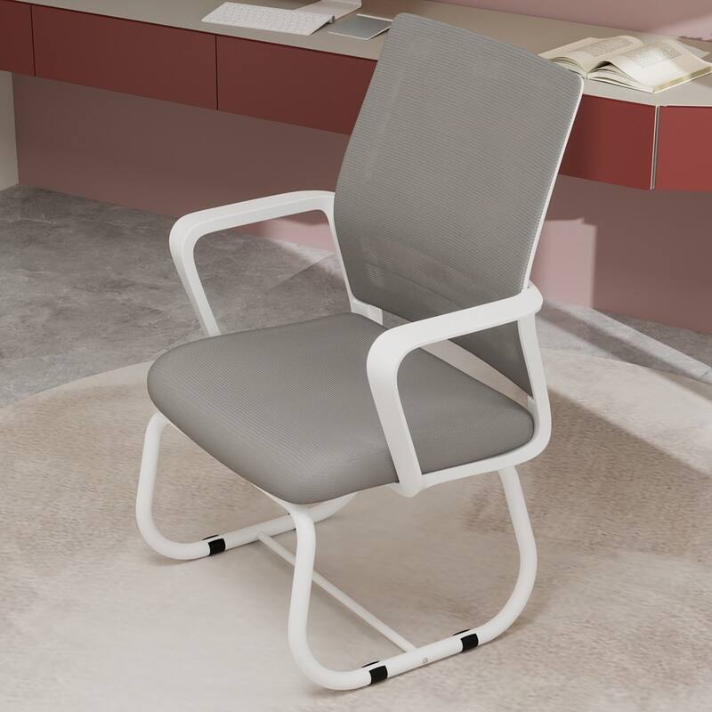 Metal Frame Modern Office Chair for Home Office Use - White+gray