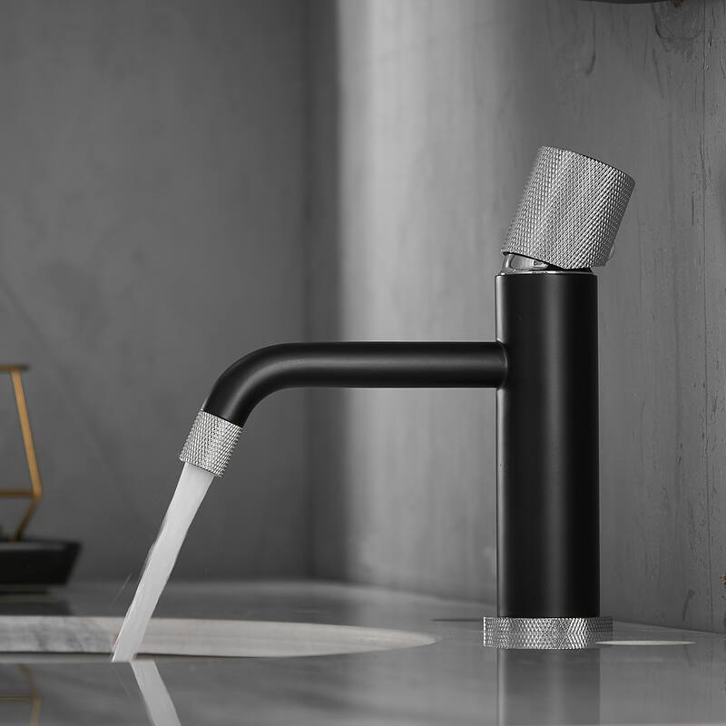 Modern Single Handle Brass Bathroom Sink Faucet with 1 Hole, Adjustable Water Flow and Temperature, Anti Fingerprint