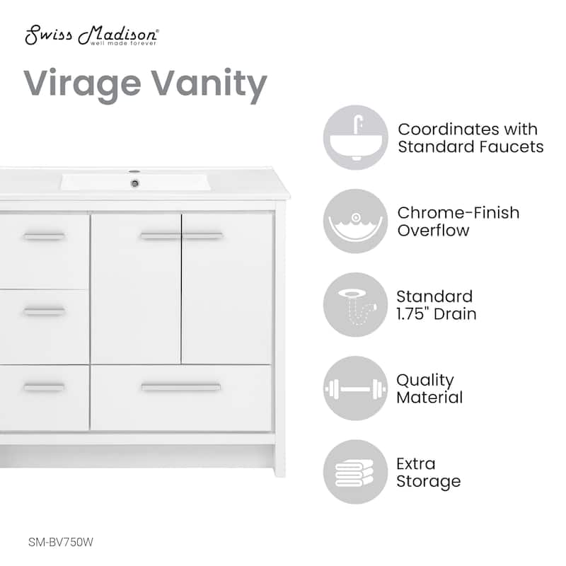 Virage 36 Freestanding, Bathroom Vanity In Glossy White