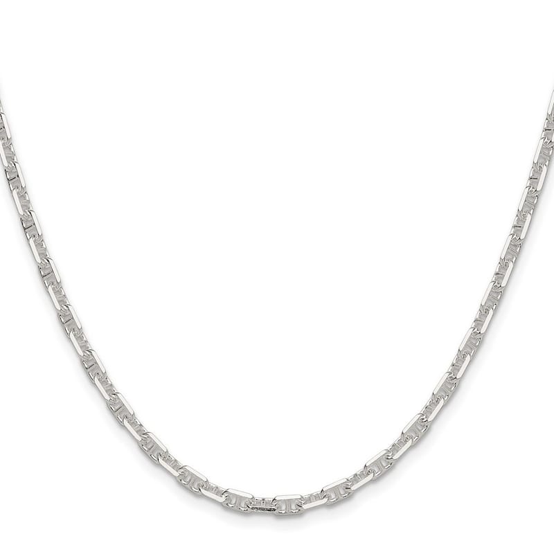 Curata 925 Sterling Silver 3-dimensional 3.75mm Anchor Mariner Chain Necklace